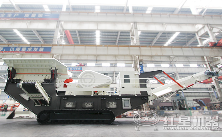 履帶移動建筑垃圾破碎機油電兩用，減少投入